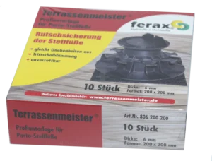 Profi-Unterlage für Porto Stellfüße 6 x 200 x 200 - 100 Stück